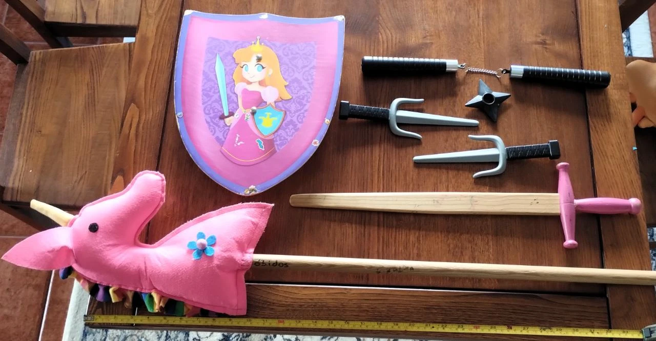 Lote Brinquedos 7 Armas de Brincar Madeira Cavalinho
